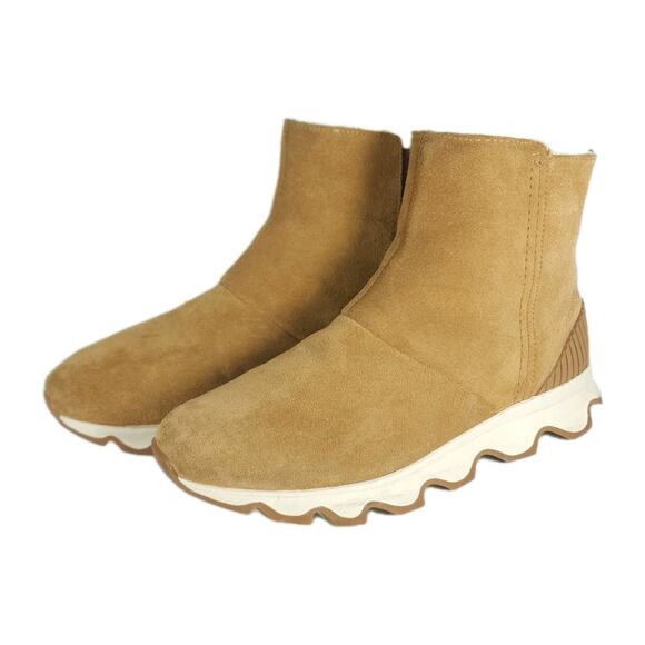 Sorel Women's Kinetic US9,5 Camel Brown Suede Waterproof Side Zip Ankle Boots - Picture 1 of 16